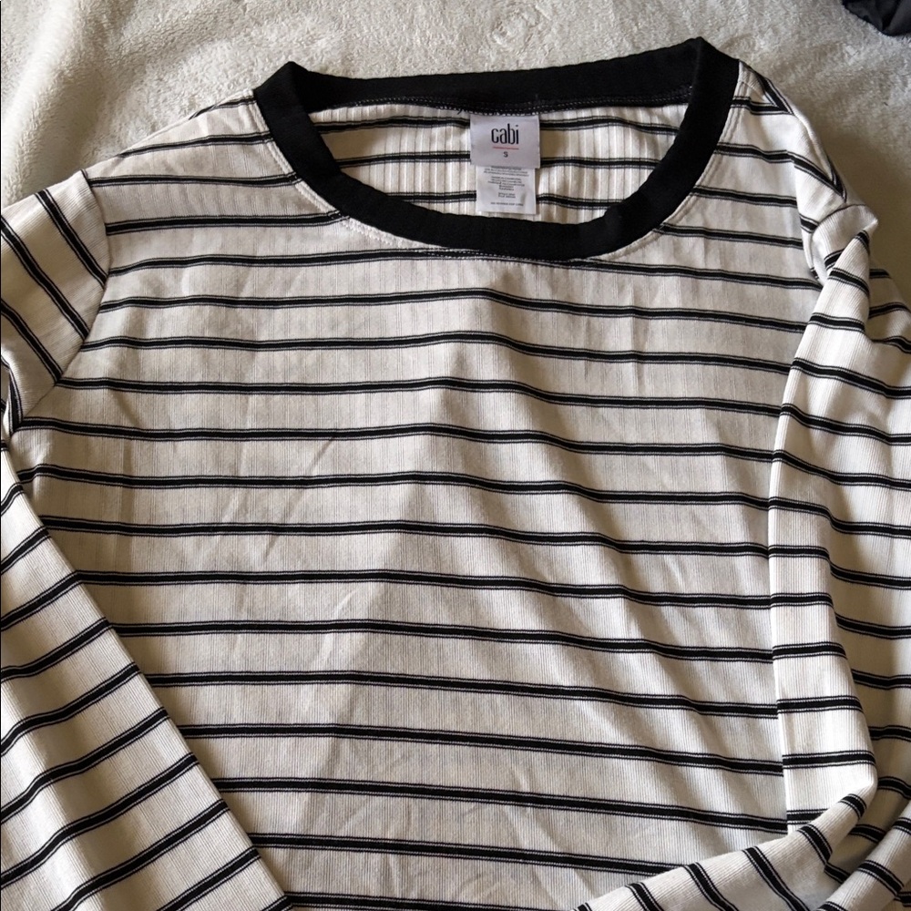 CAbi Black and White Striped Top